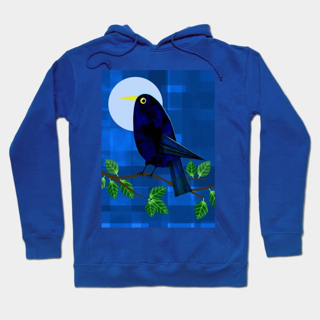 Blackbird at Night Hoodie by Scratch